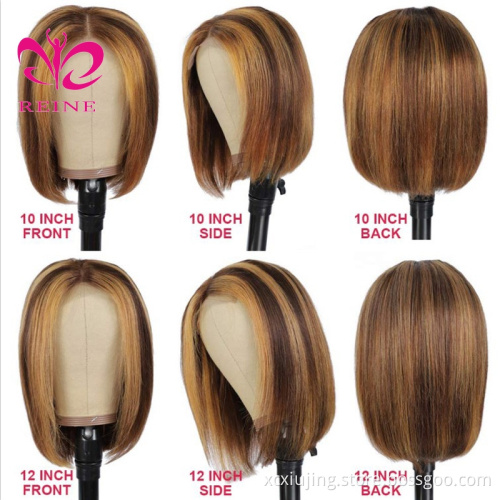 Ombre Color 4/27# BOB Highlight Wigs Short 4x4 Lace Closure BOB Human Hair Wigs Pre plucked For Black Women Lace Closure Wigs